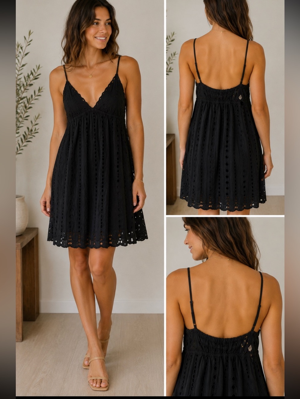 Volcom Black Eyelet Dress Size Small